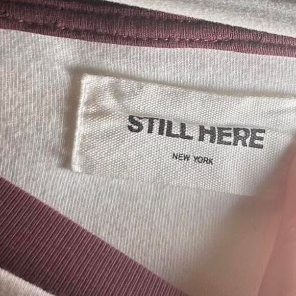 Still Here Burgundy Cropped Baseball Tee Size L | Indie Sporty Soft Grunge - Picture 5 of 5